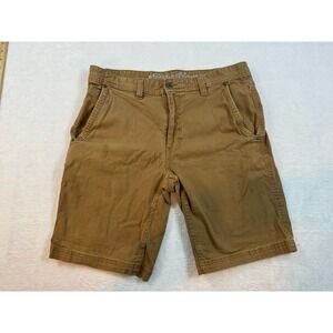 EDDIE BAUER MENS 34 RELAXED FIT Utility Shorts Phone Pocket Canvas BROWN KHAKI